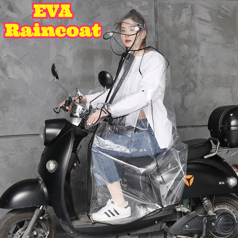 Cycling Commute In Rain - 투명 EVA 레인 판초 후드형 유니섹스