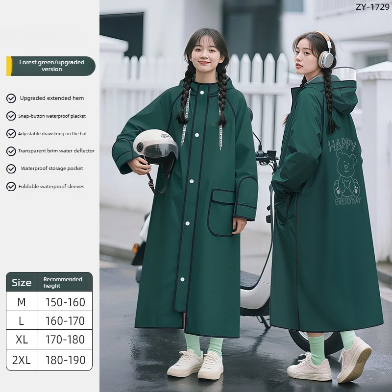 전신 방수 EVA 레인폰초, 성인 남녀용 롱 오토바이  - Cycling Commute In Rain 리뷰 및 가격